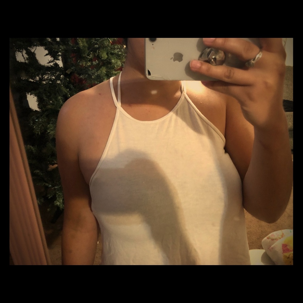 White tank top hollister. spaghetti straps